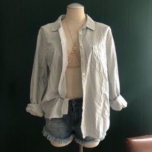 Bass classic blue striped button up size large